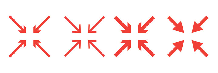 maximize and minimize line Arrows icon set , vector resizing, expanding arrow line icons in thin line style