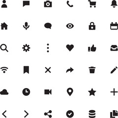 Essential minimal icon set modern flat vector collection
