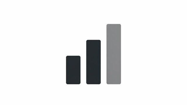 Animated sequence showcasing increasing chart bars for business performance over time