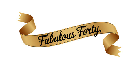 Fabulous Forty celebration banner elegant gold ribbon design perfect for birthday invitations and milestone events