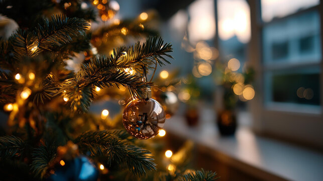 Happy New Year Christmas holidays background faceless winter season composition defocused festive elements seasonal celebration visualization holiday atmosphere concept with