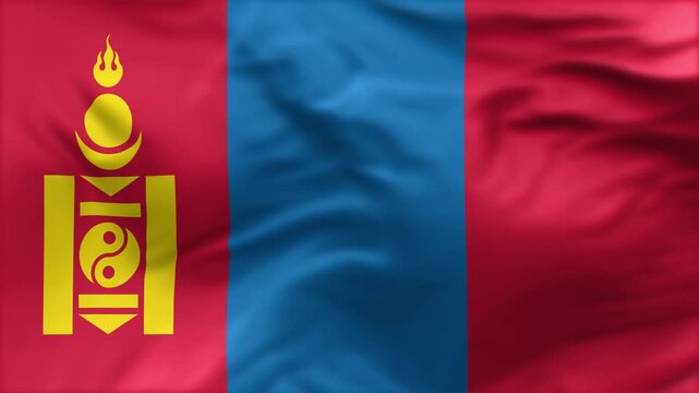 Mongolia flag is waving in the wind. High-quality flags are perfect. They are perfect for various creative projects.