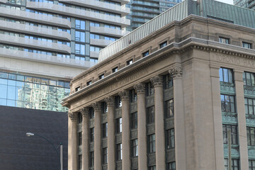 Fototapeta premium view of Toronto Harbour Commission Building, located at 60 Harbour St, a historical and architectural landmark designed by Chapman and Oxley in Beaux-Arts style, completed in 1918, Toronto