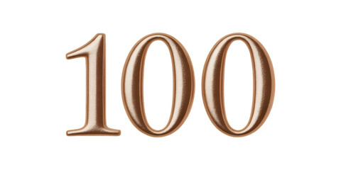 Elegant metallic number 100 isolated on white background , PNG 100 shiny text.