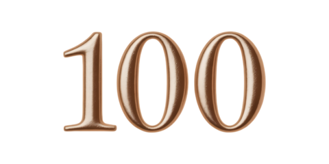 Elegant metallic number 100 isolated on white background , PNG 100 shiny text.