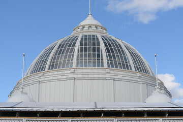 Fototapeta premium dome structure of the historic Horticulture Building, designed by George W Gouinlock, in Beaux-Arts style, constructed 1907, located at 15 Saskatchewan Rd, Exhibition Place, Toronto