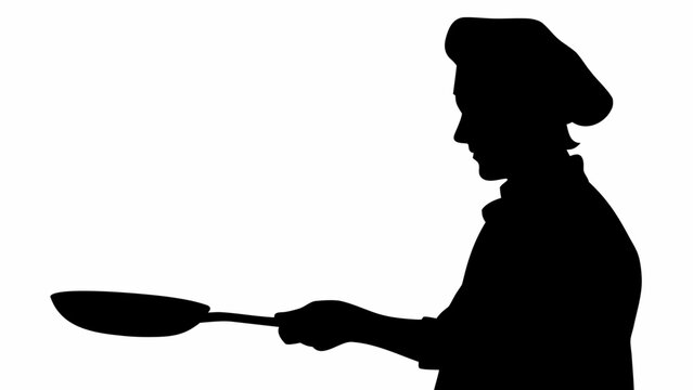 Chef silhouette preparing delicious dish with professional skill culinary expertise cooking food