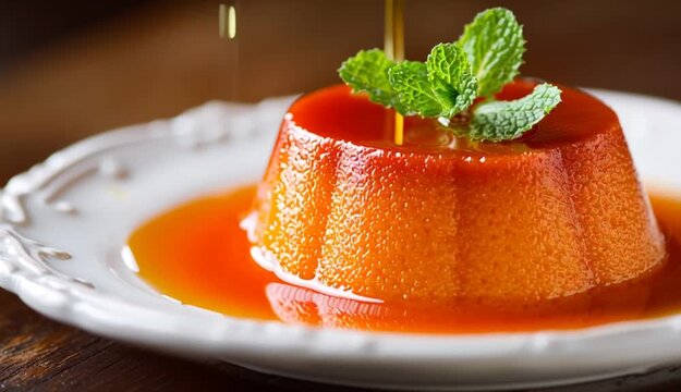 Close-up view of a traditional Latin American dessert on a plate, made from papaya or mamon in syrup.
