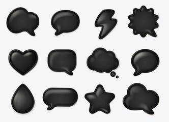 Realistic  black puffy glossy stickers for Black Friday sale 