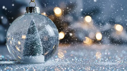 blue Christmas ball, crystal ornament, holiday decoration, winter theme, festive sparkle, bokeh background, snow scene, Christmas tree decor, elegant ornament, holiday season, winter wonderland, shiny - Powered by Adobe