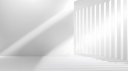 Obraz premium Minimal Geometric Architecture Background with Soft Shadows and Light Columns