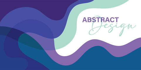 Modern Abstract Design Background Template with Layered Wavy Shapes in Cool Blue and Purple Tones