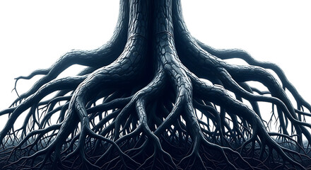 Roots of a tree, dark and mysterious tree roots