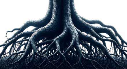 Roots of a tree, dark and mysterious tree roots