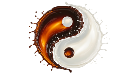 Yin yang symbol made of milk and chocolate