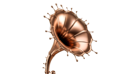 Copper gramophone with water splash, a musical concept