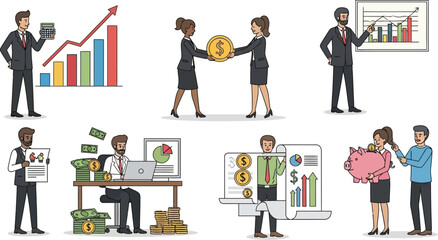 Collection of business finance and money related illustration icons
