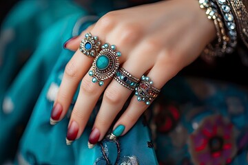 Elegant manicure and jewelry – Fashionable women's hands with stylish accessories and exquisite