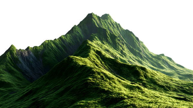 PNG Stunning green mountain range with lush vegetation and dramatic lighting 