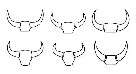 six bull head silhouettes arranged in two rows