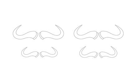 four distinct shapes resembling horns arranged neatly in a grid pattern