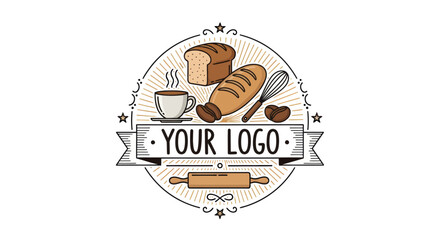 Bakery and coffee shop emblem design for food businesses branding concept