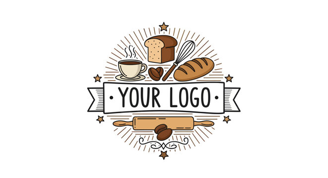 Bakery and coffee shop emblem design for custom branding concept