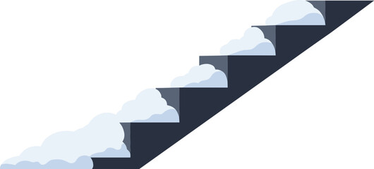 Staircase covered with clouds in a modern flat design style  