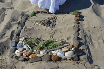 Sand art, pictures in the sand
