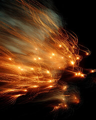 Abstract Light Trails and Sparkle Effect on a Dark Background