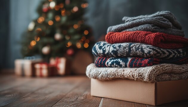 Donation Hampers For Christmas: Aiding Refugees And The Homeless With Warm Clothes, Food, And Toys. Charities Provide For Families In Need.