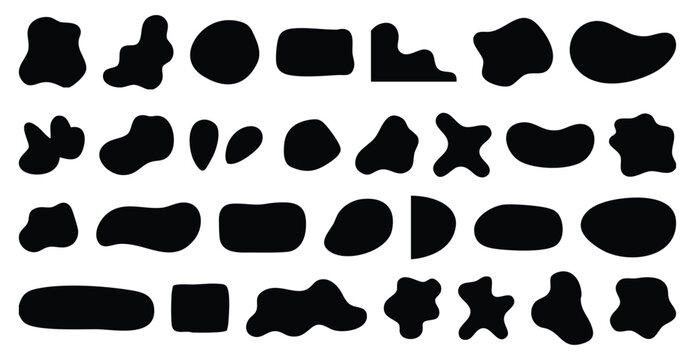 Black blob shapes, abstract organic forms, vector illustration. Modern blob shape design elements isolated on white background. Unique, artistic, creative, trendy, stylish, versatile. vector eps file.