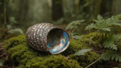 Mysterious Orb Resting on Mossy Forest Floor.