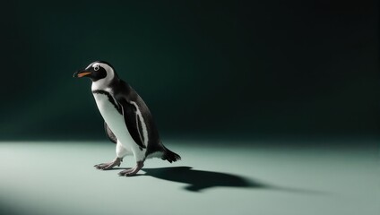 Penguin in Profile - A Striking Portrait Against a Dark Backdrop.