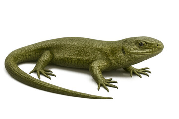 Naklejka premium Green lizard with scales and textured skin, a cut-out reptile creature for natural wildlife and animal themes