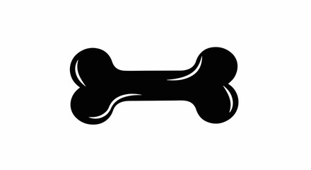 Black Dog Bone Vector Icon Illustration