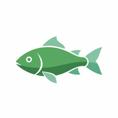 Green Cartoon Fish Vector Illustration