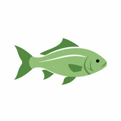 Green Cartoon Fish Vector Illustration