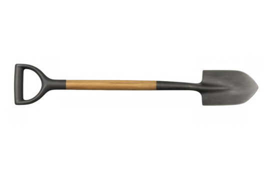Garden shovel with a sturdy d-handle, wooden shaft, and metal spade for various outdoor digging and landscaping tasks