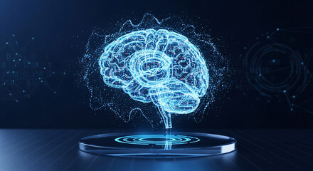 Artificial intelligence brain with futuristic technology interface and neural network concept