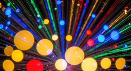 abstract, colorful, vibrant, dynamic, radial, bokeh, lens flare, glowing orbs, neon, futuristic, digital, techno, sci-fi
