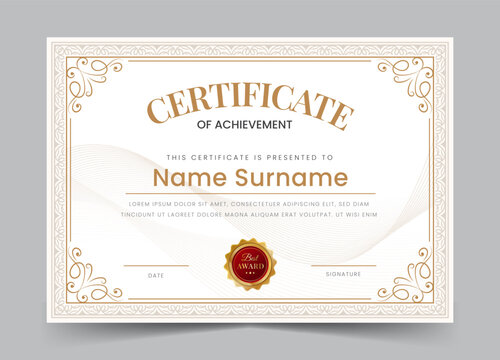Elegant and luxurious certificate template. Awards diploma background