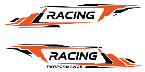 Racing car side stripe vector design. Sporty vehicle decal and wrap template for tuning, modification, and performance car graphic sticker customization concept