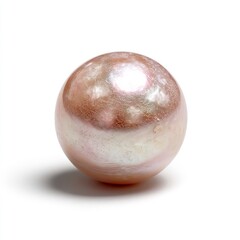 Fototapeta premium Single sugar pearl for cake decorating perfect sphere with an iridescent mother of pearl sheen isolated on a plain white background