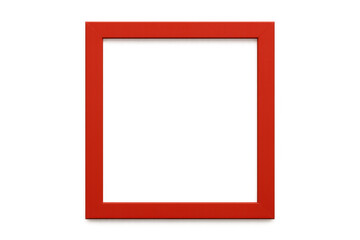 Red rectangular thin picture frame border creating a minimalist empty template with transparent background