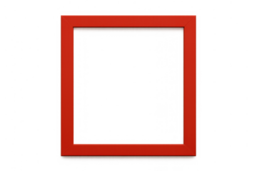 Red rectangular thin picture frame border creating a minimalist empty template with transparent background
