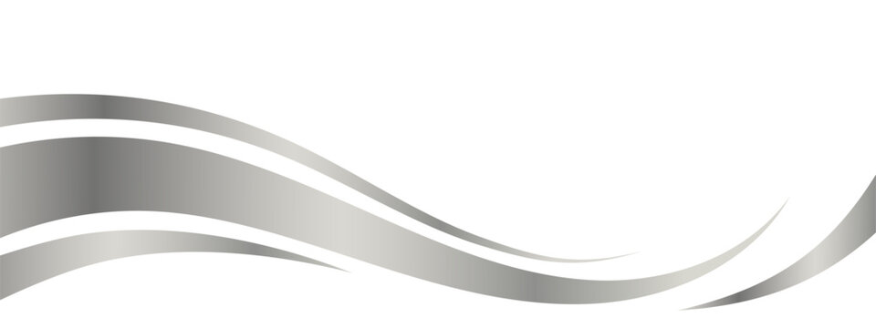 Flowing silver waves and swooshes with golden gradient for a luxurious border or footer on a certificate, banner