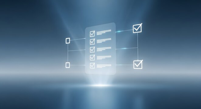 Digital checklist interface with completed tasks, representing efficiency, progress, and modern workflow solutions.