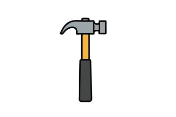 Minimalist line art illustration of a classic claw hammer, a fundamental tool for various construction, repair, and DIY projects, symbolizing hard work and craftsmanship