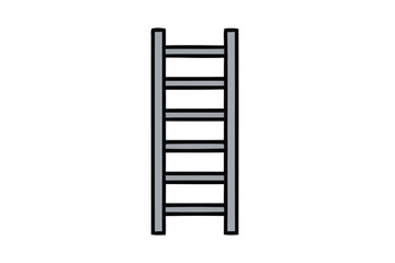 Simple grey ladder icon illustration isolated on a white background, representing steps, progress, and ascent